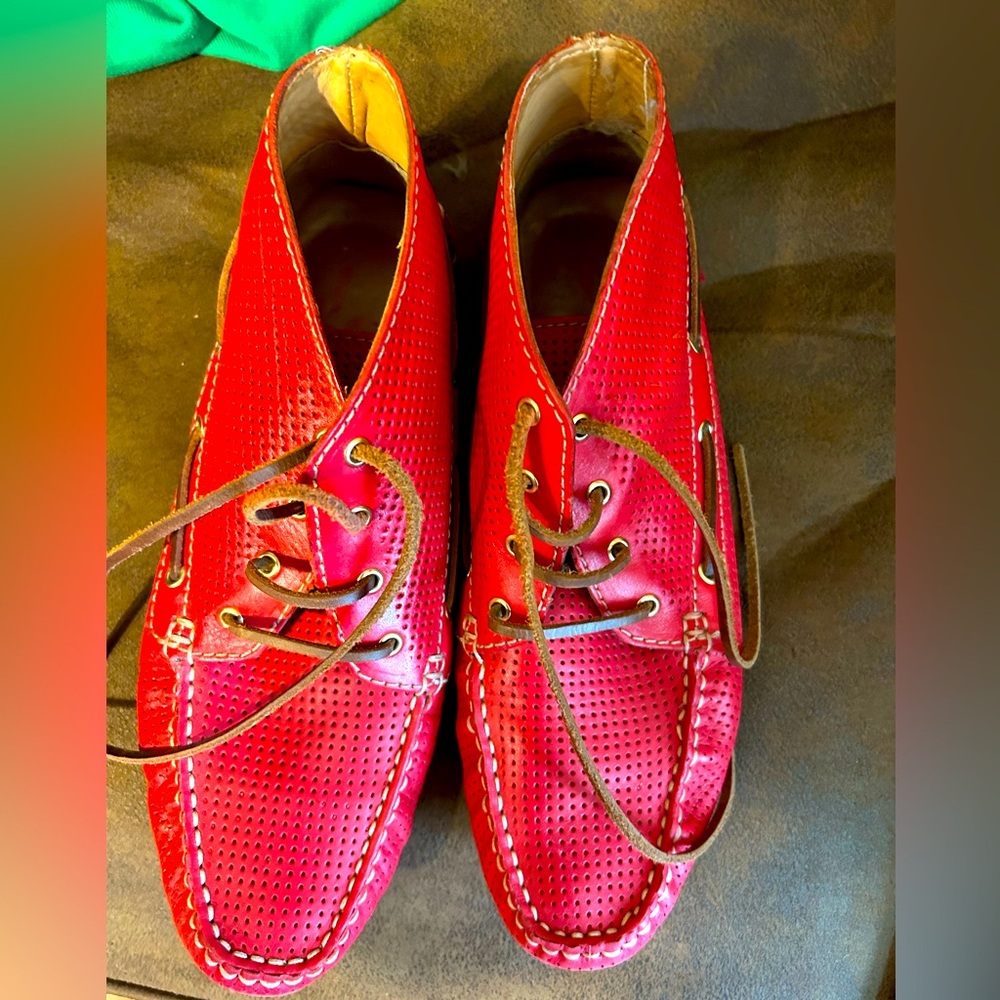 Mark Joseph driving loafer booties red leather women 9 EUC